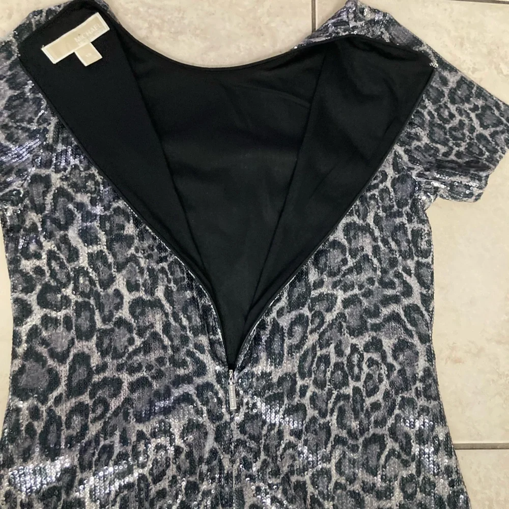 Michael Kors Metallic Leopard Print Bodycon Dress XS